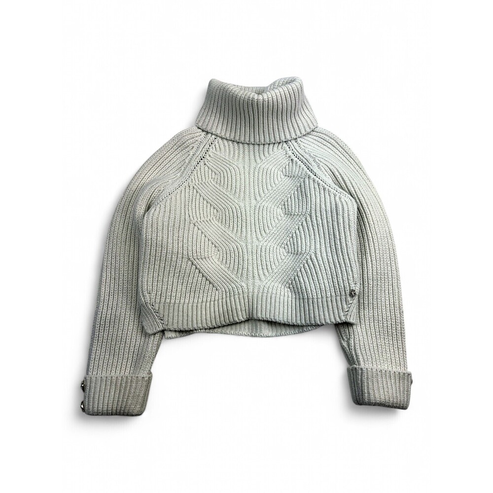 GUESS Cropped Cable Knit Turtleneck Sweater Sz S -‎ White